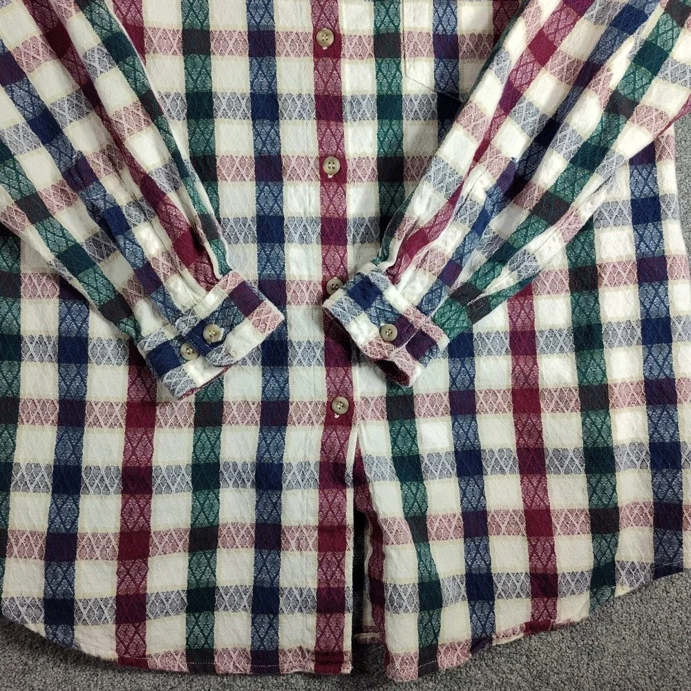 Lemon Grass Men's Button-Up Shirt XL Plaid Long Sleeve Cotton Blend Casual